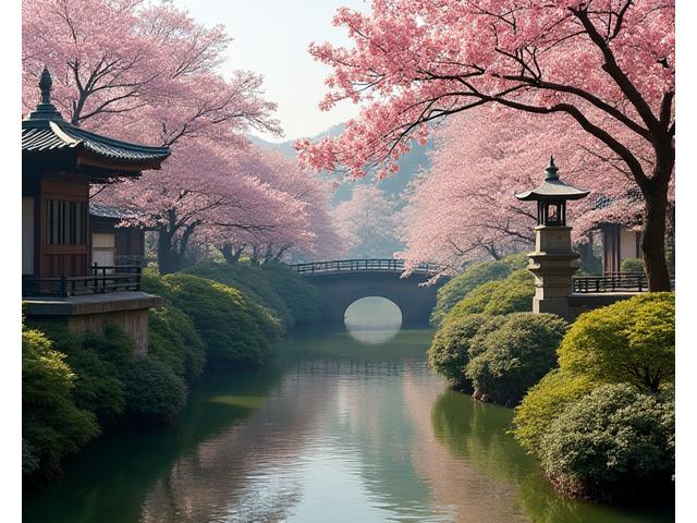桜の花が咲き誇る京都の古刹