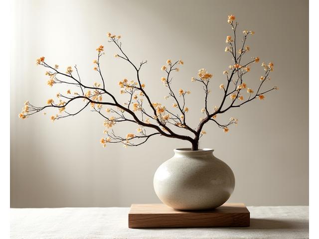 侘び寂びの美学が息づくラスティックな生け花作品